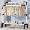White reinforced double pole 150cm with coat hook and post