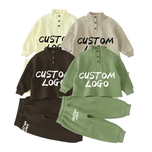 Custom Baby Boy Boutique Two Piece Plain Kids Hoodie and Pants Sweatsuits Sets