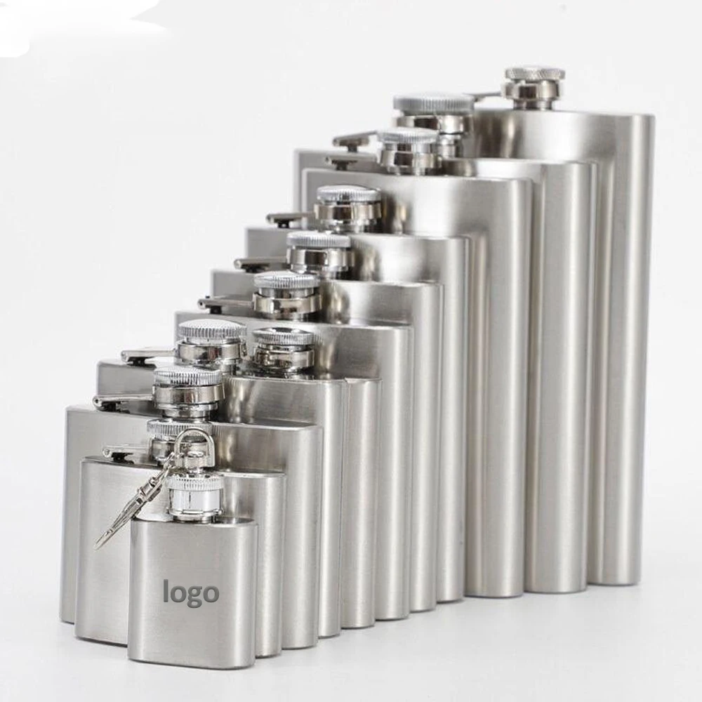 Custom Logo Leak Proof Metal Funnel Stainless Steel Hip Jars for Whiskey Wine Pot Pocket Portable Stainless Steel Hip Flask