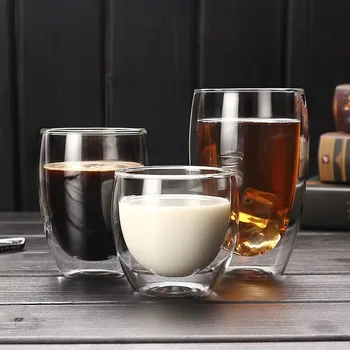56H Handmade glassware Tea Juice Water Drink Double Wall Glass Reusable Coffee Cup
