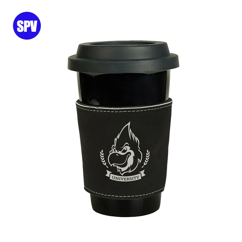 Ang Laser Engraving Blanks Mug Sleeve na gawa sa PU Leather ay tumatanggap ng custom Printing