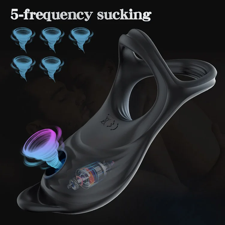 Vibrierender Dualer Penisring mit Fernbedienung und Klitorissauger, 5 Saug-  & Vibrationsmodi, 2-in-1-Klitorisstimulator-Cockring