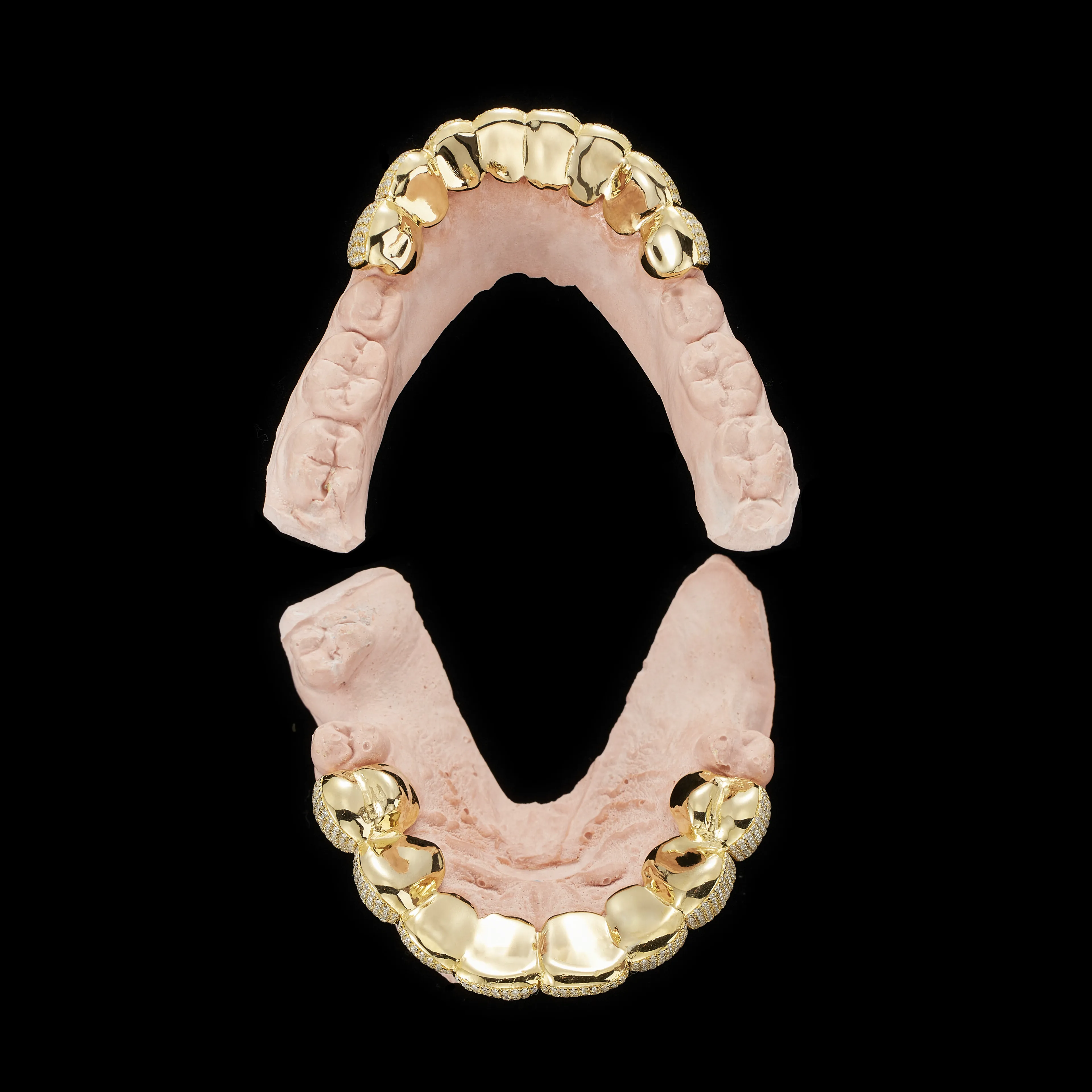 Custom Gold Grillz Teeth with Skeleton Pattern and White Agate Stones ...