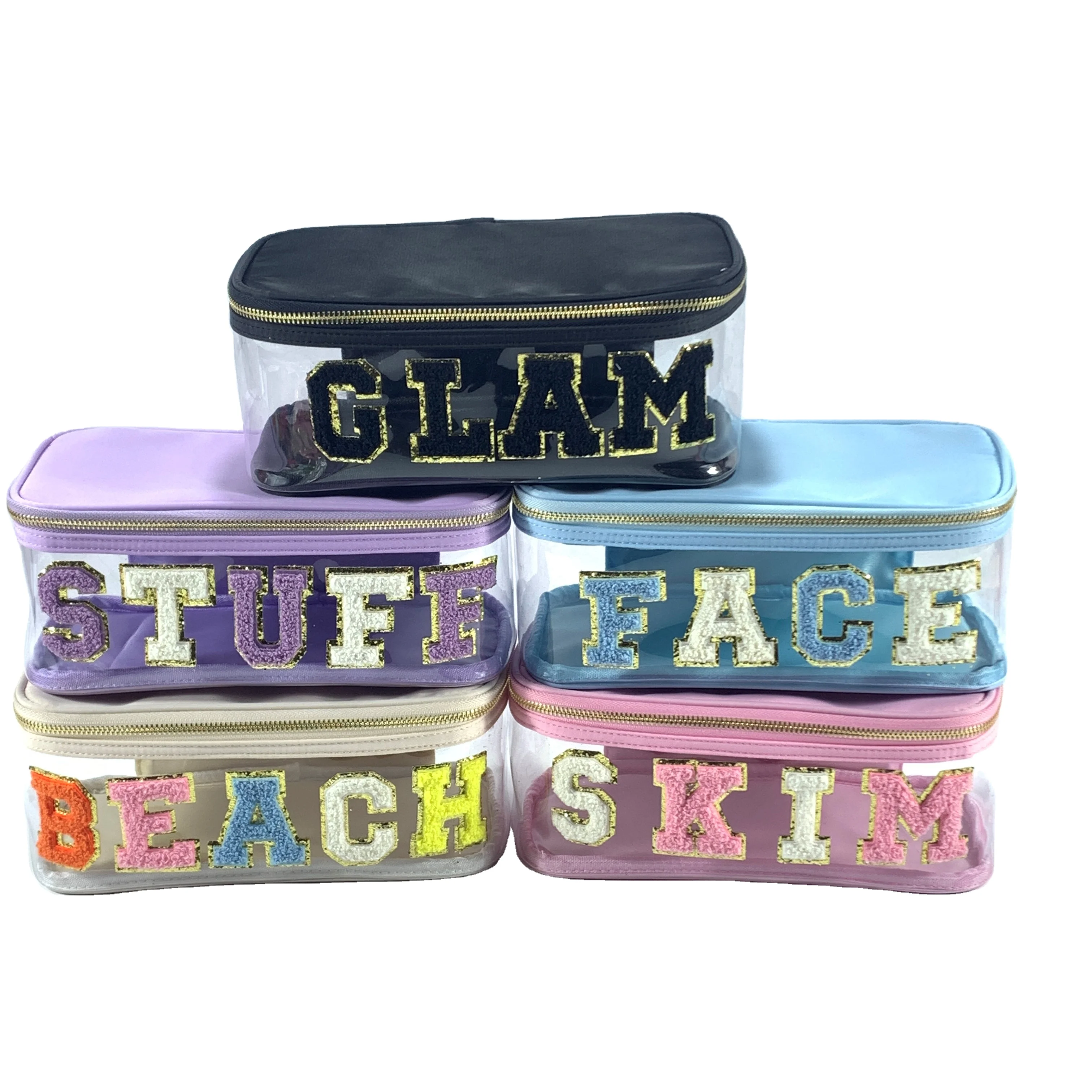 Neceser de nailon resistente al agua para mujer, bolsa de viaje  transparente, clásica, abierta, venta al por mayor de fábrica