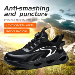 Breathable Anti Smash Steel Toe Construction Men Industrial Running Shoes Men Work Automatic Button Safety Sneakers SAFETY Shoes