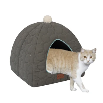 Cat Beds for Indoor Cat Cave for Kittens and Small Pets, Foldable Cat House Tent with Removable Washable Cushioned Pillow