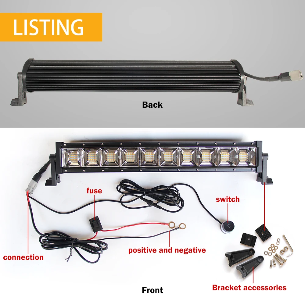 Auto Lighting System 22 Inch 100W Color Changing 9613BS Single Row Car Led Light Bar
