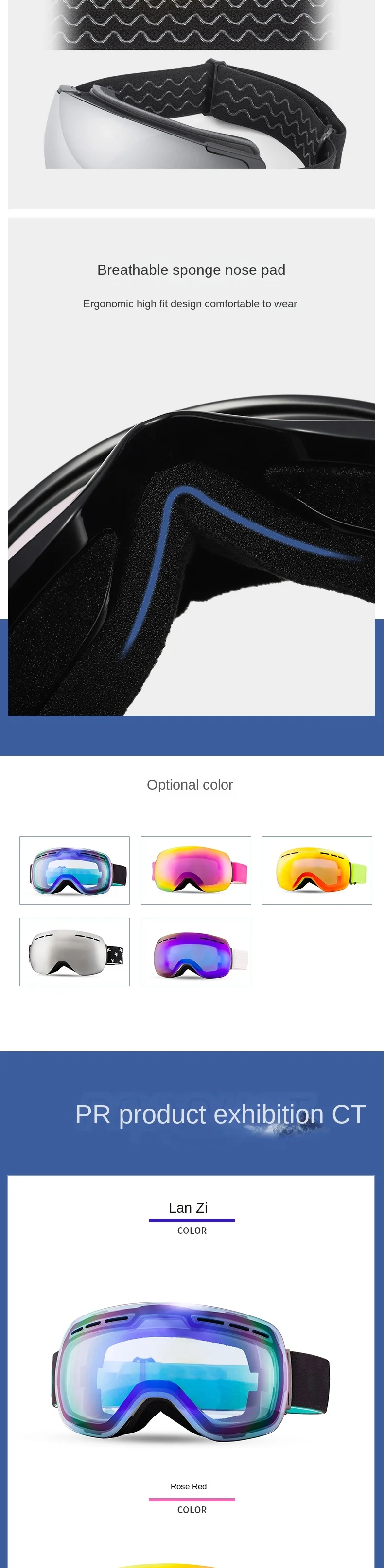 Unisex Large Spherical Ski Goggles with Double Anti-Fog and Outdoor Windproof Protection