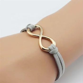 Yiwu cheap price jewelry bracelet infinity charm leather woven bracelet for women