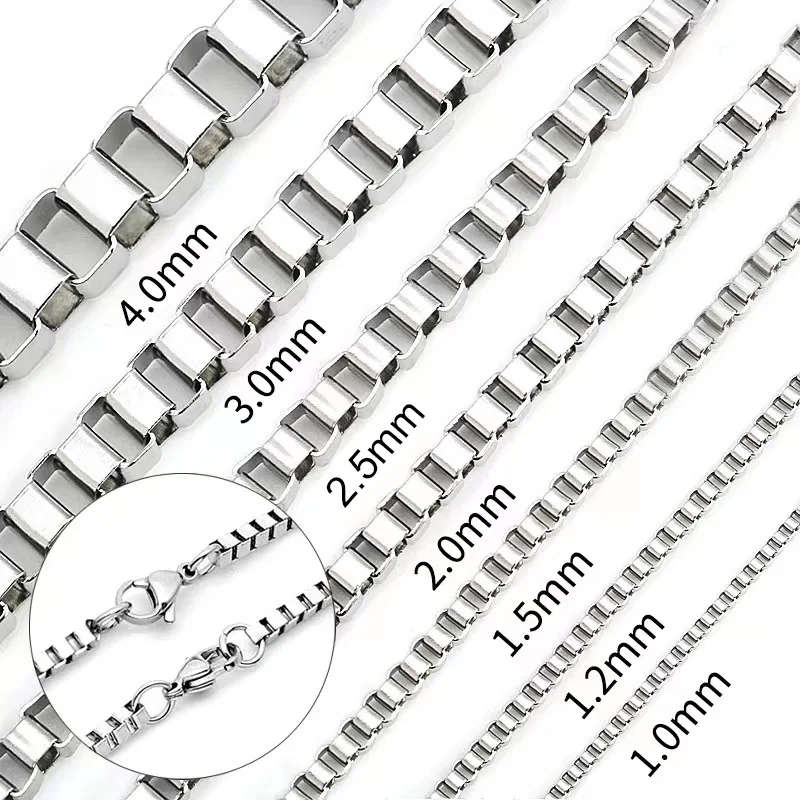 Wholesale 1.2mm 1.5mm 2mm Jewelry Accessories China Manufacturer 2022 Top  Stainless Steel Gold Square Box Chains Necklace From m.