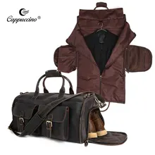 Business Duffel Weekender Bag Travel S Crazy Horse Convertible Suit Overnight Soft Leather Japanese Style Mens Coffee Unisex