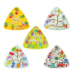 Marine Animal Maze Board Maze Plate Movable Early Education Game Puzzle Interactive Maze Board Toy Children Double Sided Wooden