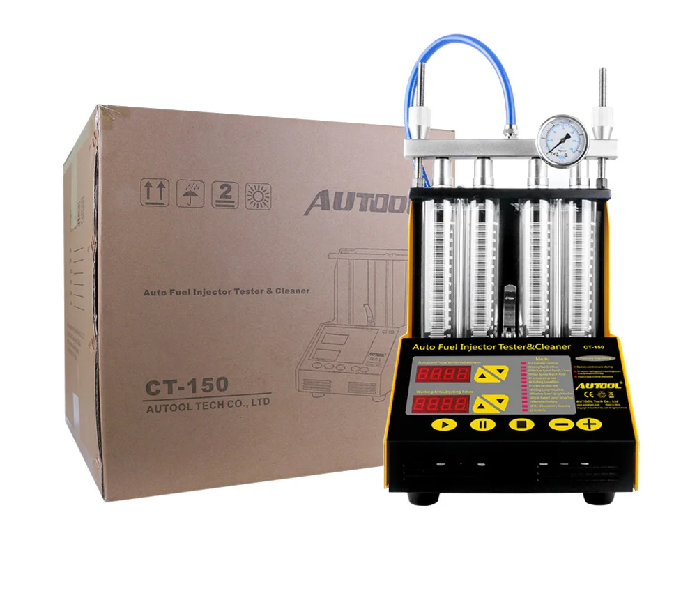AUTOOL CT150 Original Car Fuel Injector Tester Cleaning Machine Motorcycle Fuel Injector Tester Cleaner 4 Cylinders