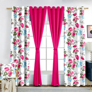 2026  Wholesale Home Window Curtain Decor Double Layer Curtains 7 Piece for Bedroom Set with Cushion Cover