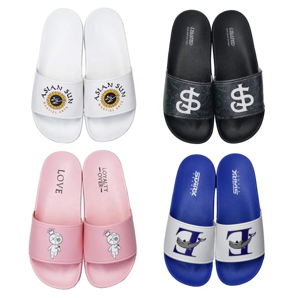 Wholesale Factory Direct Logo Pattern Unisex Black Plain Men's EVA PVC  Sandals Slides Custom sale Printing Slippers From m.