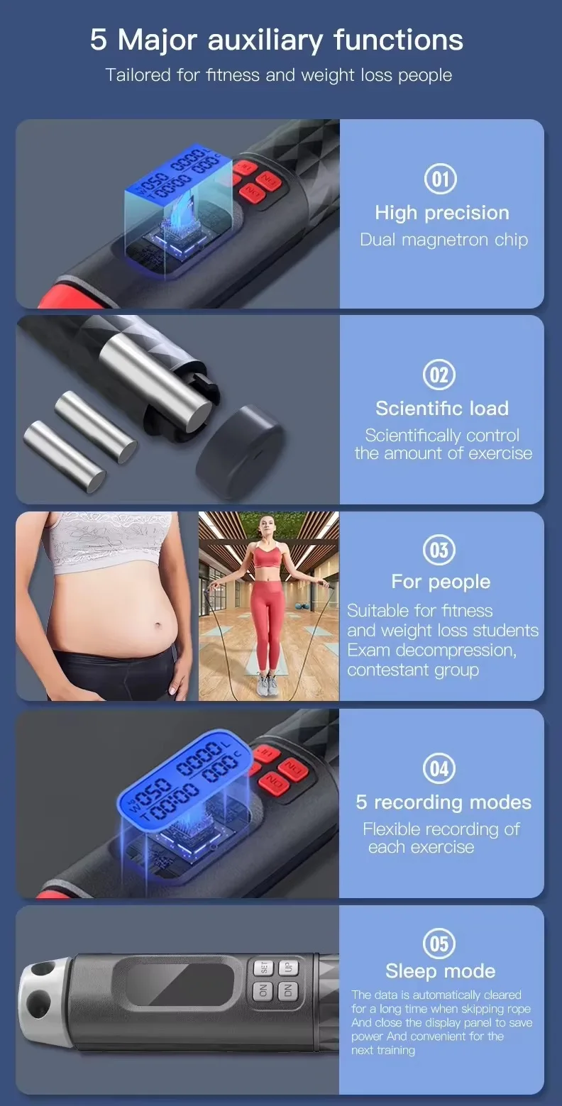 odm customized electronic fitness smart jump rope digital speed counter adjustable cordless skipping rope-14