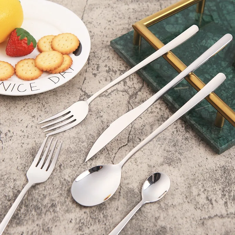 Wholesale Korean Besteck Modern Spiral Handle Fork Spoon Knife Silver Silverware Kitchen Flatware Stainless Steel Cutlery Set