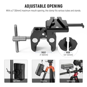 NEEWER PS006 Mini V Mount Battery Plate With Super Crab Clamp V Lock Battery Mounting Plate detail image