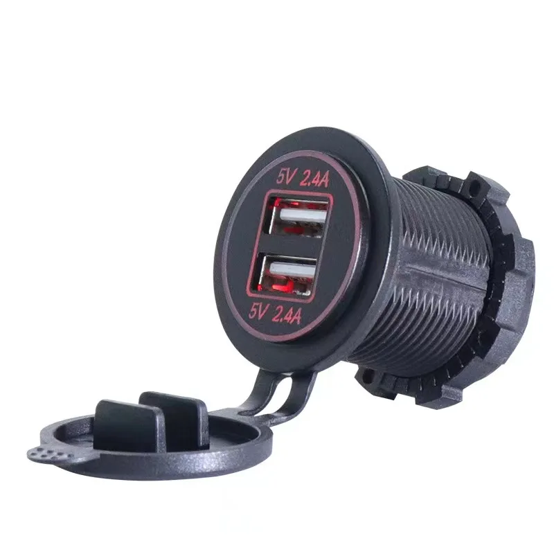 Car charger digital display 4.8A car modification socket double USB car charging metal double quick charging function