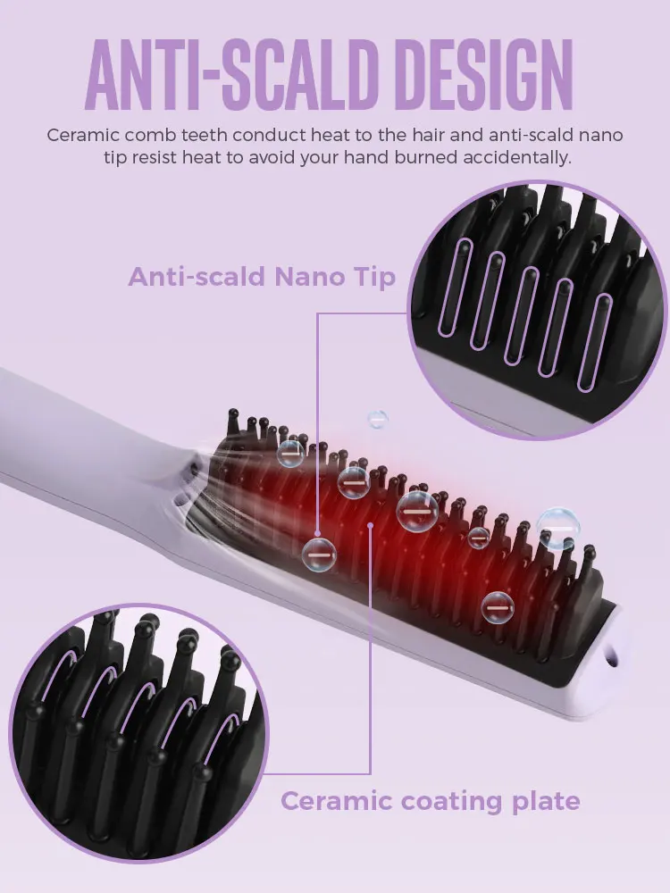New Hair Straightener Professional Quick Heated Electric Hot Comb Hair