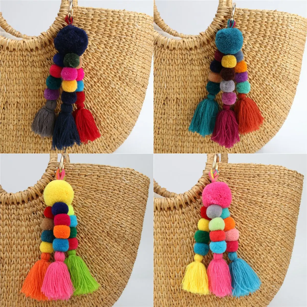 Bag Charmsboho Pompoms and Tassels Bag Charms Pompom Tassels 