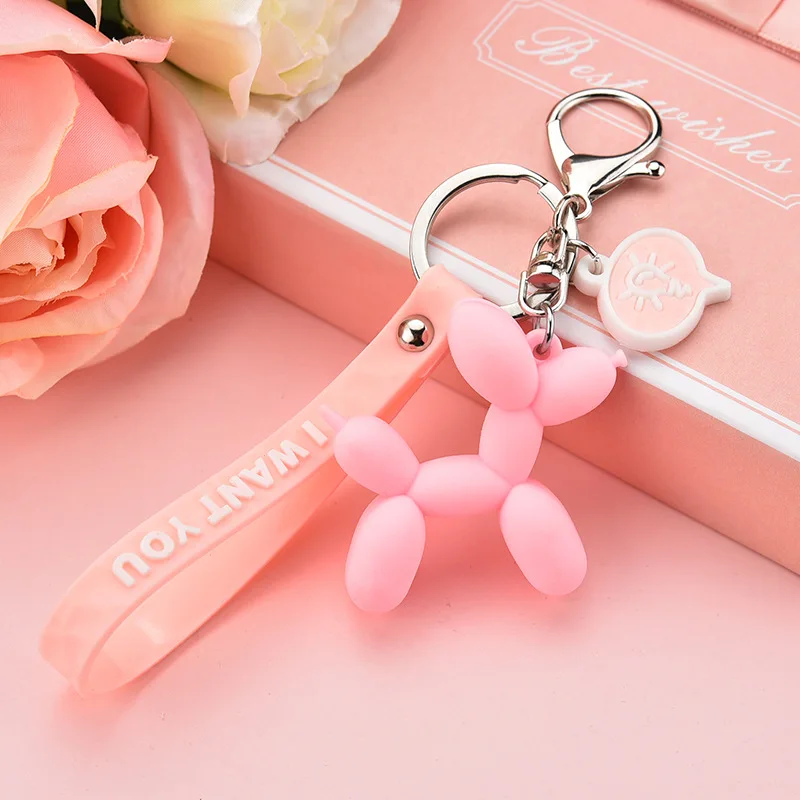 Stereo Pearl Balloon Dog Keychain Key Ring Creative Cartoon Mobile Phone  Bag Car Pendant Fun Keychain