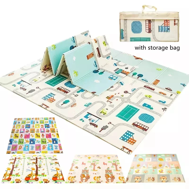 Alfombrilla de juego para bebés Alfombra de juego gruesa Alfombra plegable reversible para bebé Alfombra de gateo de espuma XPE suave no tóxica para bebé