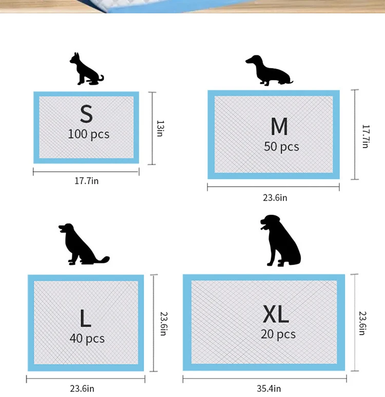 Custom Disposable Basics Dog Pee Urine Pads Puppy Training Pad High