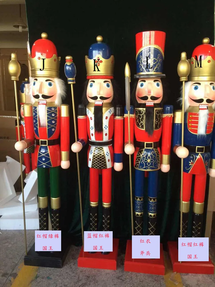 KI Store 120 cm Kerstmis notenkraker levensgrootte groot XXL houten notenkraker figuur kerstdecoratie (rood wit
