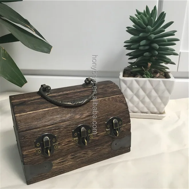 Vintage Wooden Pirate Treasure Chest Wholesale With Custom Handle/key