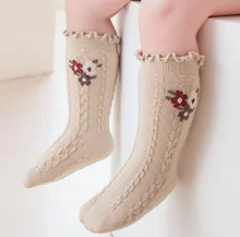 Fashion  Sweet Flower Chain Cotton Baby Socks Girl Tube Custom Jacquard Kids Socks Crew New Born