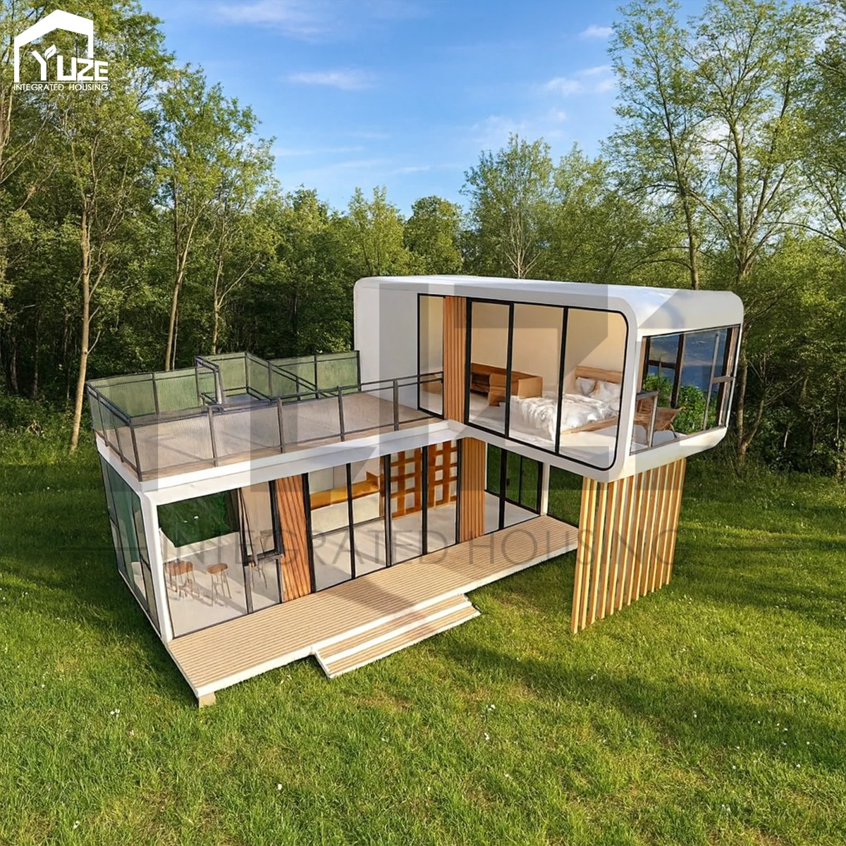 Portable Apple Cabin House Flexible Layouts Sandwich Panel Office Building Double Layer for Cultural Tourism