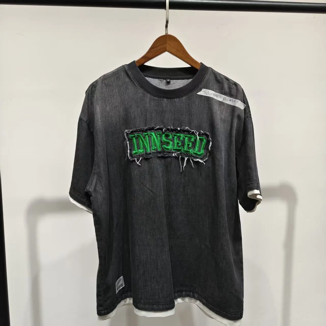 Vintage Acid Washed Men's Custom Logo Distressed Heavyweight 100% Cotton Oversized Knitted Casual Style T Shirt gallery 7