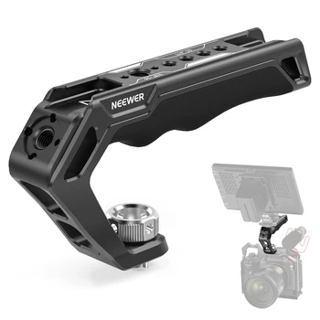 NEEWER Camera Top Handle with 3/8" ARRI Locating Pins Comfort Silicone Grip with 1/4" 3/8" Threads and 3 Cold Shoes