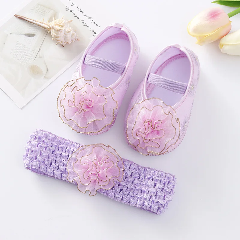 New Spring And Autumn Baby Shoes Hairband Set 01 Year Old Baby Shoes