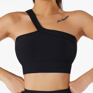 TOPKO High Quality ODM OEM Wholesale One Shoulder Sports Bra Sexy Gym Fitness Yoga Bra Gym  Top