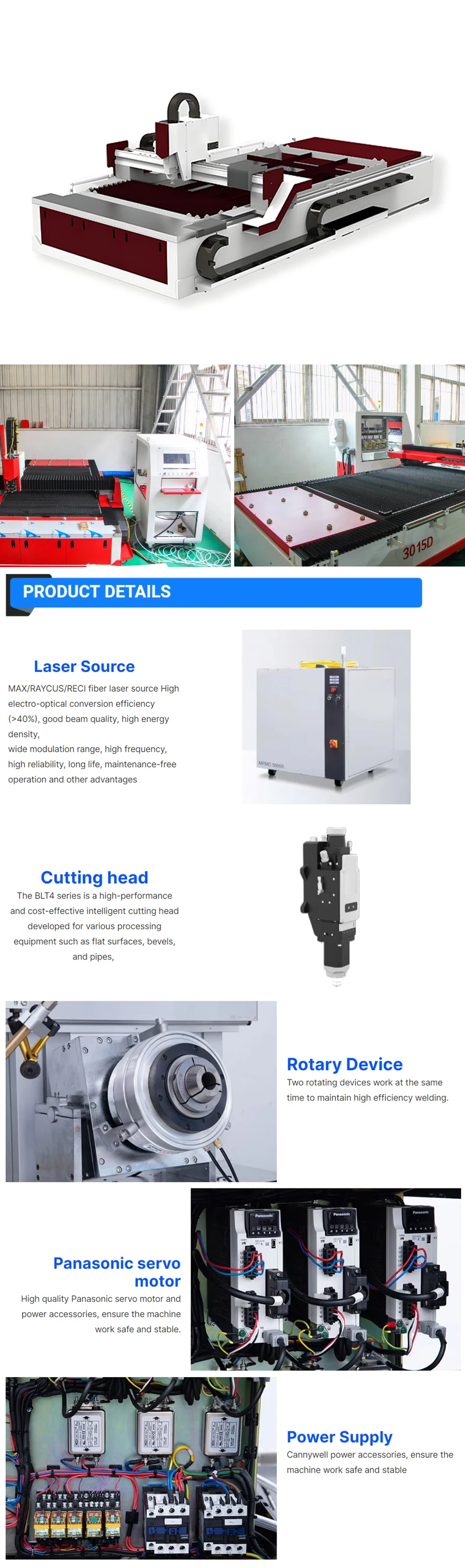 High Precision Co2 Laser Cutting Machine China Sheet Steel Metal CNC Automatic Cypcut Control System Supports AI BMP PLT Graphic