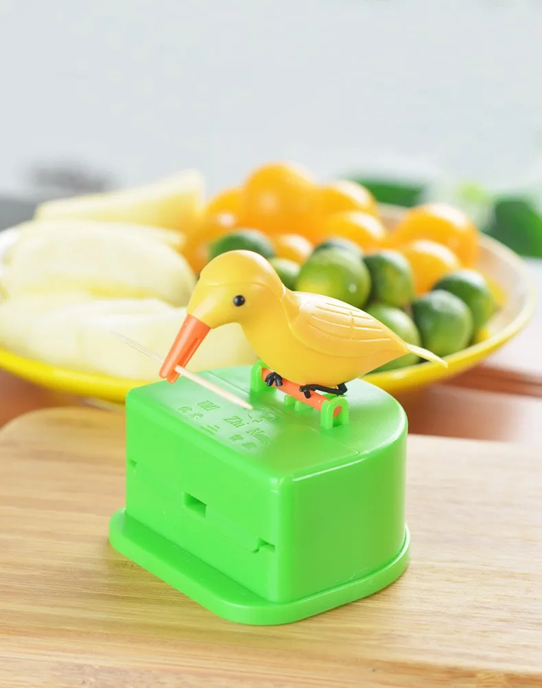 Automatic Press Toothpick Dispenser Small Bird Toothpick Container