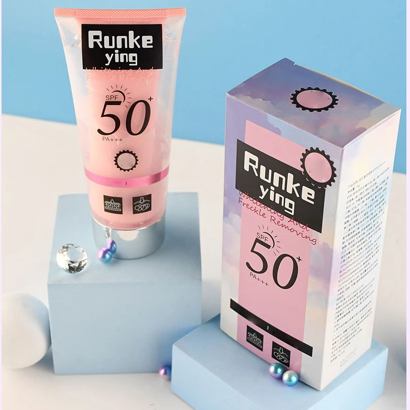 2-in-1 Double Extruded Squeeze Tube 50ml Organic SPF 50 Whitening Sunscreen Lotion Cream with Titanium Dioxide Ingredients
