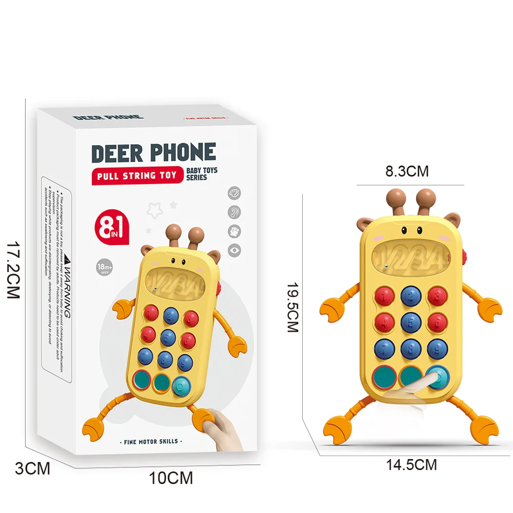 Education Toy Funny Press Game Silicone Sensory Baby Teether String Pull Number Cognition Quick Push Stress Relief Toys for Kids