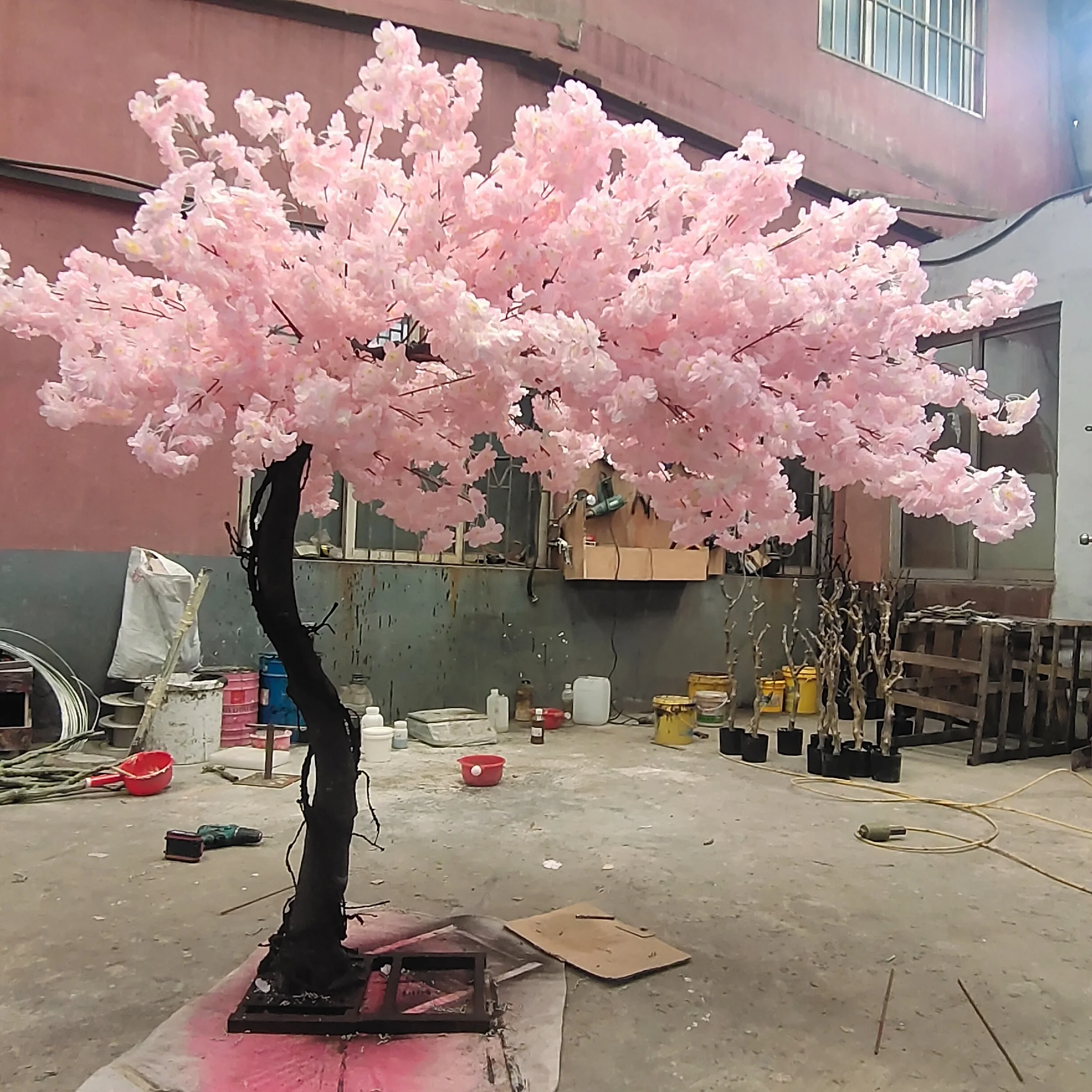 Artificial Flowers Table Centerpieces Tree Plastic White pink Cherry Blossom Tree for Indoor Wedding Decorations