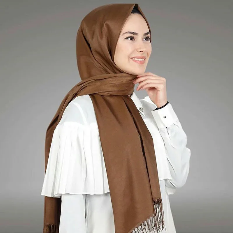 Пустой женский хиджаб шарф кашемировый зимний теплый оптовая продажа