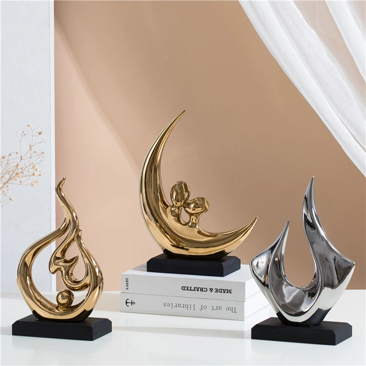 Source Luxury creative wholesale decorative item art crafts golden gold plated modern home decor accessories for home on m.alibaba.com
