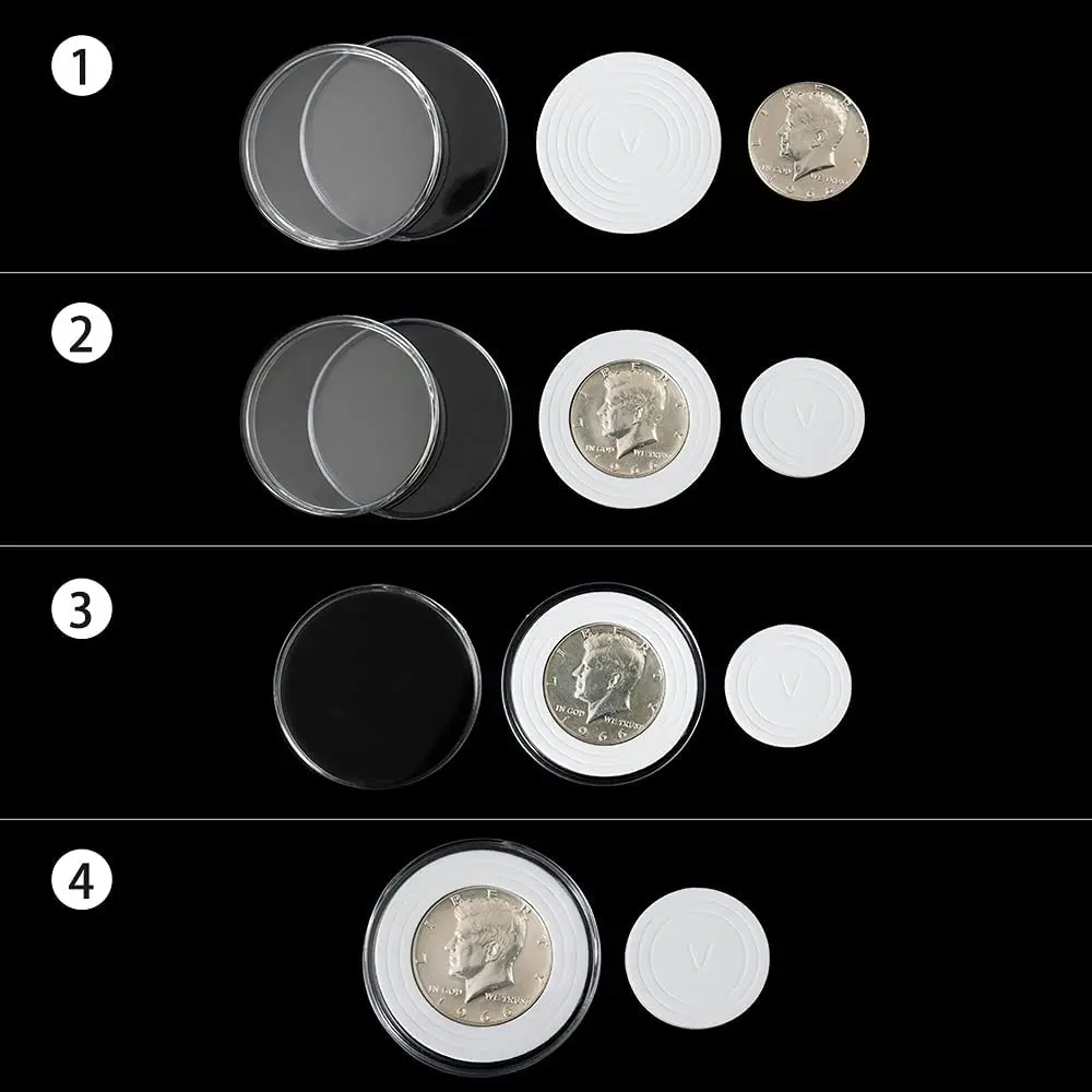 46MM超透明丸型コインアクリルホルダーEVAフォームガスケットコインカプセルスラブすべての一般的なコイン用