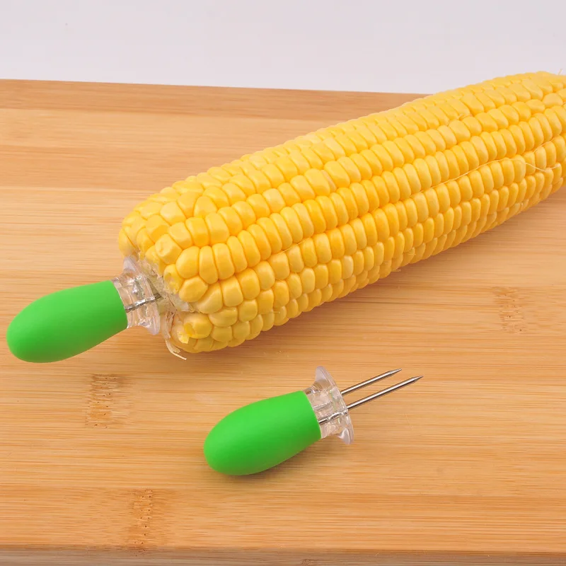 Corn Holders, Stainless Steel Corn Prongs Skewers  for BBQ Twin Prong Sweetcorn Holders supplier