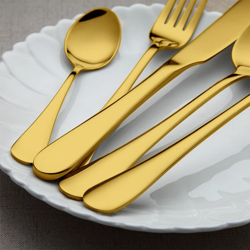 Роскошная столовая посуда для пятизвездочных отелей из нержавеющей стали, наборы посуды, малайзийские элегантные металлические розовые золотые столовые приборы