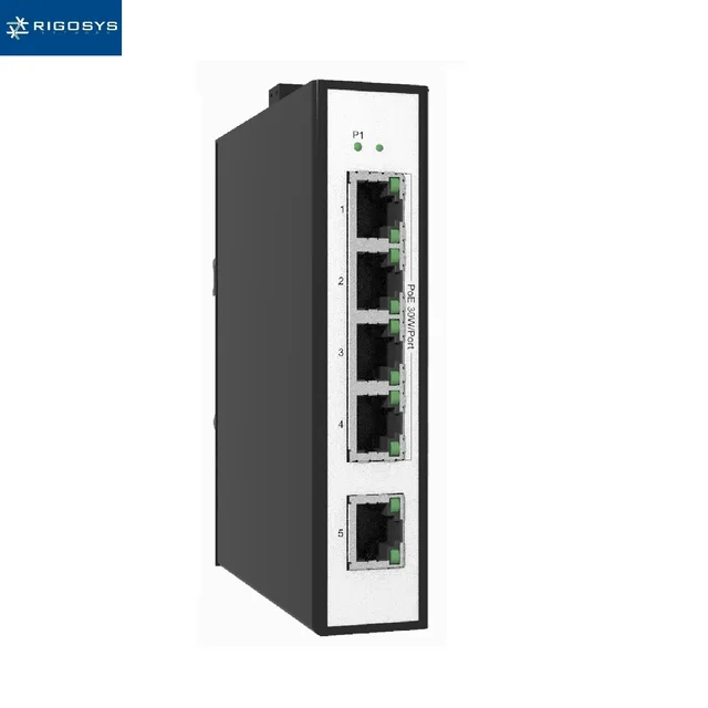Wholesale Price Rigosys RIS3005P Industrial POE Switch 5 Port 100Mbps DIN Rail Network Device for Harsh Environment OEM