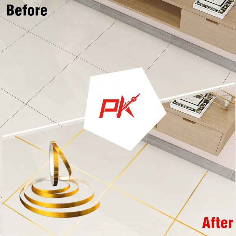 Hotel lobby hall Home Wall Tile Ceramic Gold Silver Foil Self Adhesive Floor Shiny bling Foil Tile gap Decoration Sticker Tape