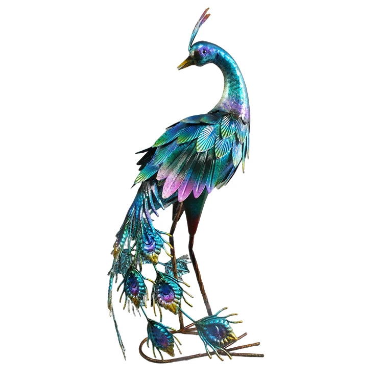 Outdoor  Required Patio Lawn Magnificent Iron Peacock with Beautiful Tail Feathers color