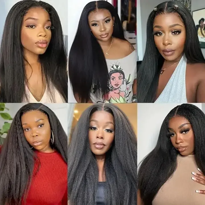 Cabelo humano liso Yaki brasileiro 12a, mechas crespas e lisas, cor natural, em promoção_voghion.com